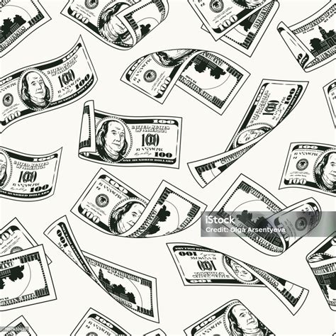 Money Seamless Pattern With 100 Us Dollar Bills Stock Illustration