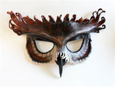 Great Horned Owl Leather Mask Leather Mask Owl Mask Mask