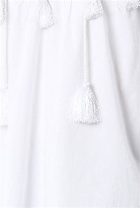 Shop Embellished Cotton Tassel Trim Top Eshakti