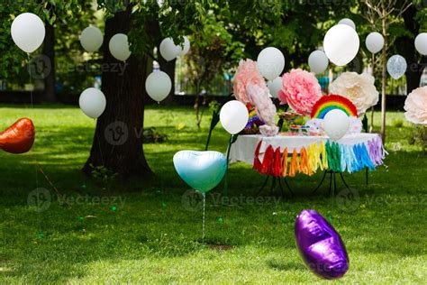 balloons at the festive table 17463015 Stock Photo at Vecteezy