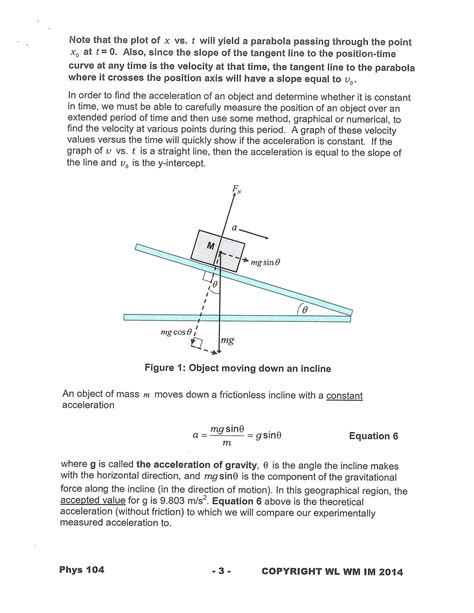 Solution Engineering Physics I Acceleration Of An Inclined Plane