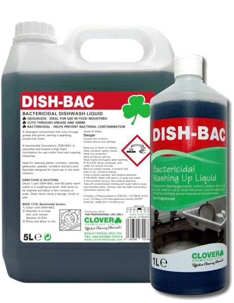 Clover Dish Bac Bactericidal Washing Up Liquid 12x1l5l Hygiene 24 7