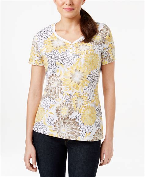 Karen Scott Short Sleeve Printed Top Only At Macys Tops Women Macys Print Tops Macys