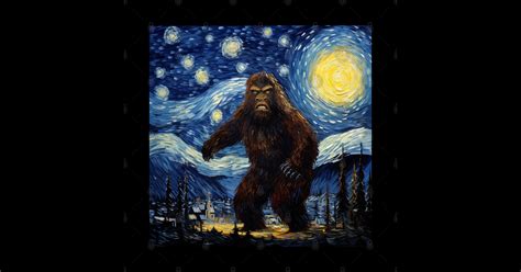 Sasquatch Starry Night Bigfoot Van Gogh Painting Bigfoot Sticker