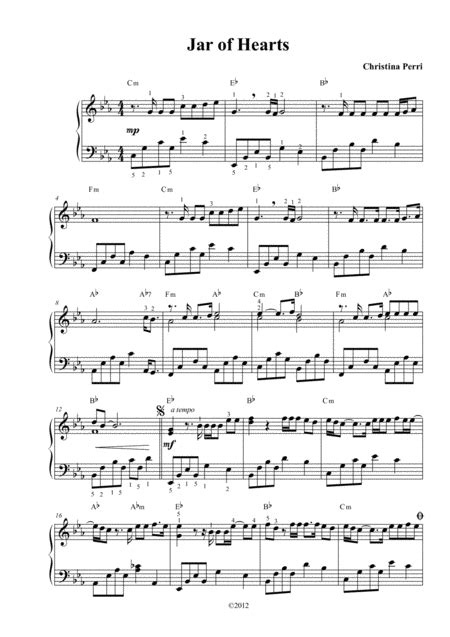 Jar Of Hearts Arr Thomas Jancso By Christina Perri Sheet Music For