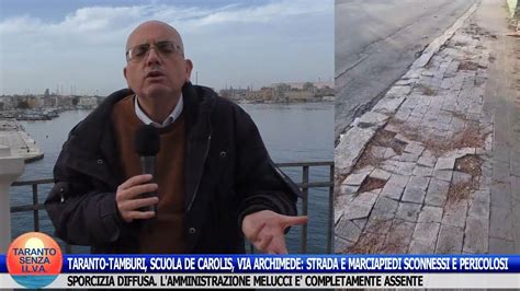 Taranto Via Archimede Scuola De Carolis Strada E Marciapiedi