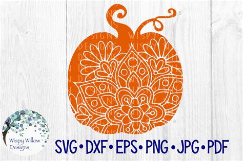 Pumpkin Mandala Fall Zentangle Svg Dxf Eps Png Pdf By Wispy