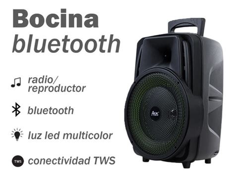 Bocina Bafle Grande Pulgadas Luz Led Con Asa Bluetooth Tws Grupo Gonvea