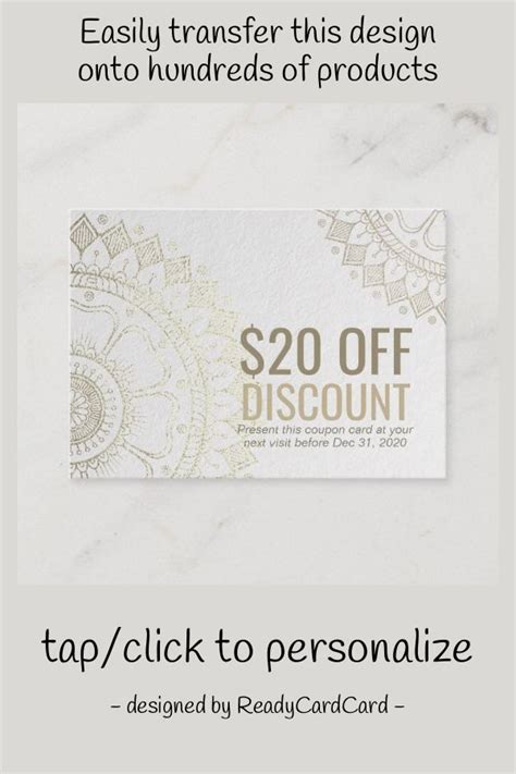 YOGA Studio Discount Coupon Loyalty Gold Mandala Zazzle Gold