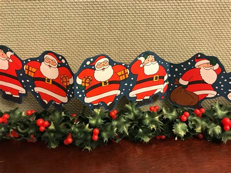 Vintage Christmas Garland Santa Claus Christmas Paper Garland Party