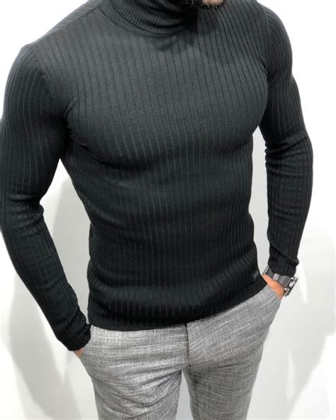 Buy Black Slim Fit Turtleneck Sweater By With Free Shipping Mens Fashion Sweaters