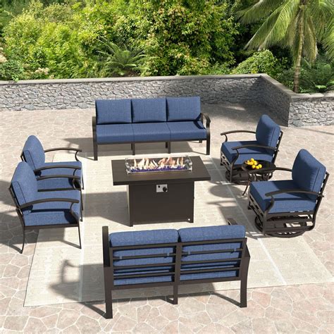 Amazon.com: Kullavik Aluminum Patio Furniture Set,8 Pieces 9 Seat Metal