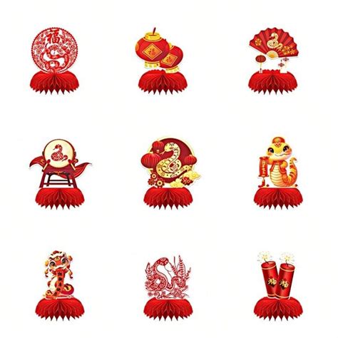 Pcs Paper Honeycomb Year Of The Snake Chinese New Year Tabletop