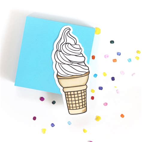 Vanilla Ice Cream Vinyl Sticker Etsy