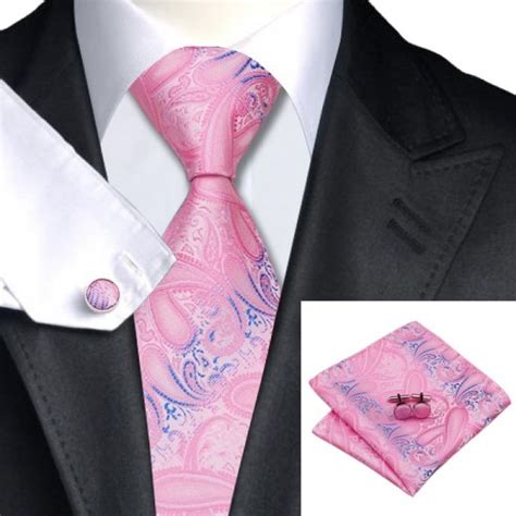 Галстук розовый с синим + платок и запонки | Silk necktie set, Necktie ...