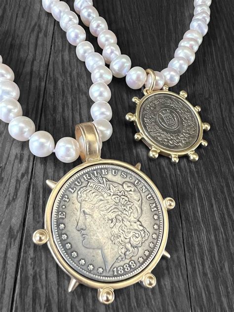 Luxe Knotted Pearl And Coin Necklaces Queen Elizabeth Necklace Knotted Pearl Necklace Freshwater