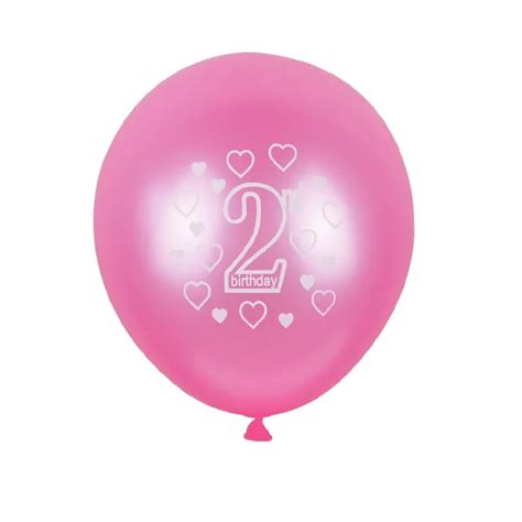 10pcs 4 Colors 2nd Birthday Balloons Happy Birthday Printed 2 Latex Balloons for 2 Years Old ...