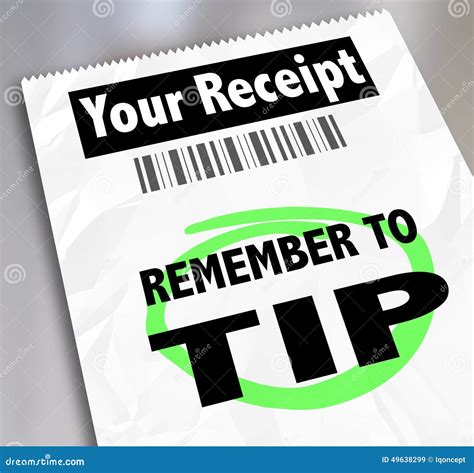 Remember To Tip Store Restaurant Receipt Bill Paying Extra Gratuity Money Stock Illustration