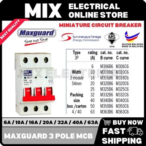 Maxguard Genuine Pole Ka Miniature Circuit Breakers Mcb Mcb A A