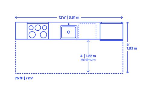 Single Row Galley Kitchens Dimensions & Drawings | Dimensions.com