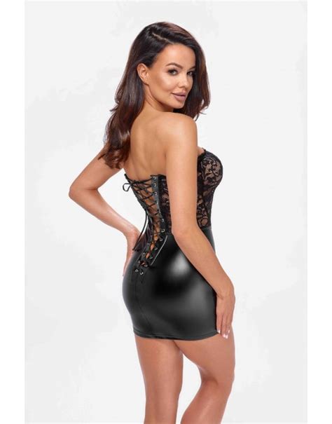 Mini Robe Corset Solace F Wetlook Et Dentelle