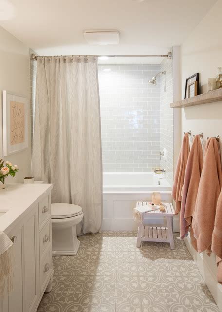 Jillian Harris Classic Bathroom With Grey Subway Tiles Traditional