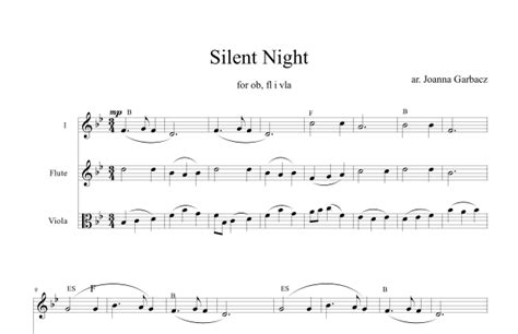 Silent Night For Oboe Flute And Viola Arr Joanna Garbacz Sheet