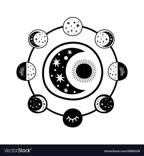 Moon Phase Logo Boho Symbol Black Royalty Free Vector Image