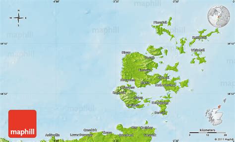 Physical Map of Orkney Islands