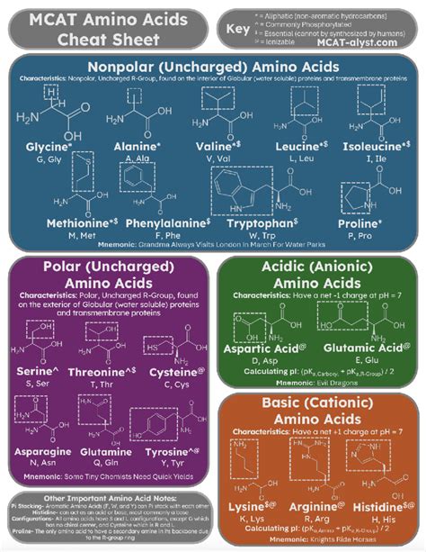 Mcat Biochemistry Cheat Sheet