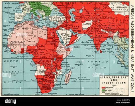 map  african mediterranean   east war zone  wwii