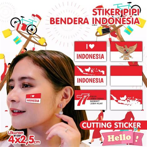 Jual Tempelan Pipi Bendera Sticker Pipi Merah Putih Indonesia