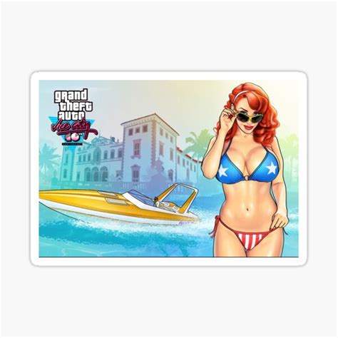 Grand Theft Auto Vice City Th Anniversary Gta V Bikini Girl Sticker By Valerieunique