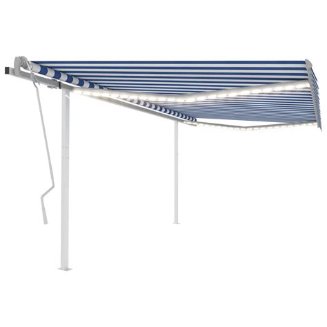 Maison Exclusive Toldo Retr Til Manual Luzes Led X M Azul E