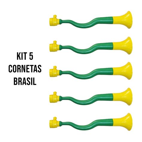 Kit 5 Cornetas Vuvuzelas Buzina Brasil Copa DO MUNDO Verde E Amarela