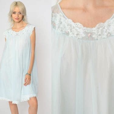 S Baby Blue Nightgown Lace Babydoll Nightie Lingerie Shop Exile Tucson Az Attic
