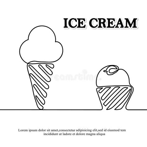 El Helado Es Negro Dibujo Lineal Continuo Hermoso Diseño Para Un Fondo