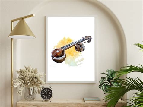 Veena Carnatic Music Indian Music Indian Art Watercolor Art Music Decor ...