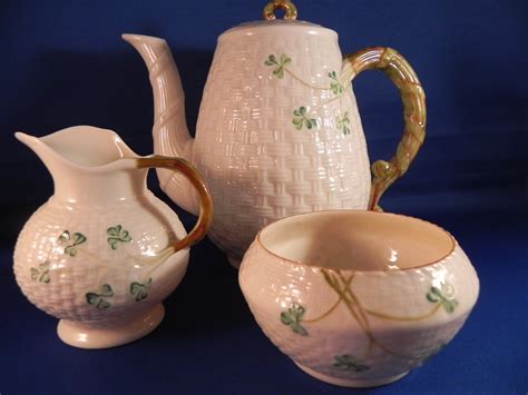 Vintage Coffee/Tea Set Irish Belleek Porcelain with Creamer