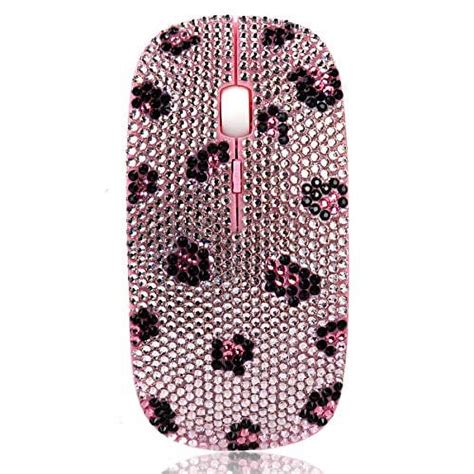 SA@ Bling Wireless Mouse, Pink Rhinestone Wireless Mouse Sparkly Computer Mouse with USB ...