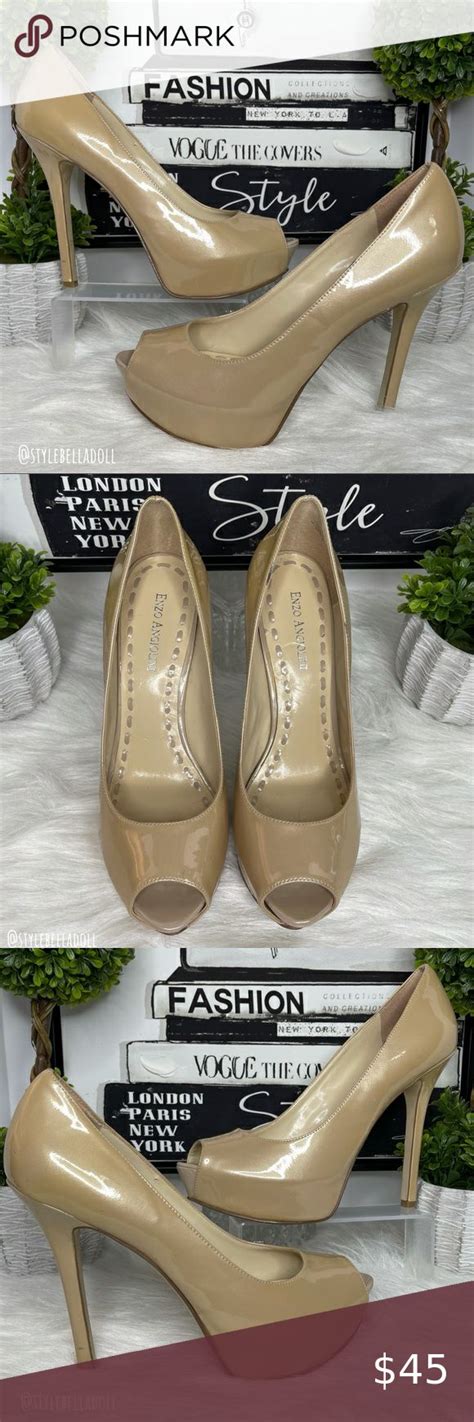 Enzo Angiolini Eatanen Nude Open Peep Toe Platform Heels Pumps Peep