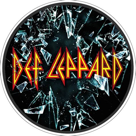 Def Leppard Logo thru broken glass round vinyl sticker printed / vinyl ...