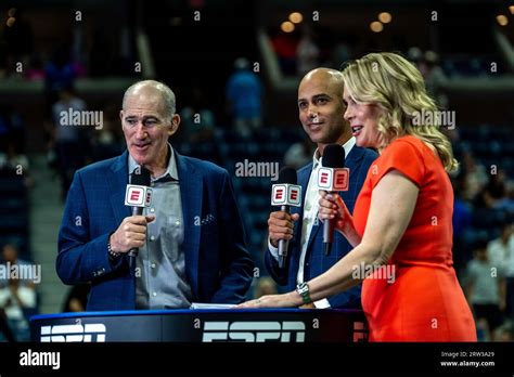 Brad Gilbert, James Blake and Rennae Stubbs, ESPN tennis commentators ...