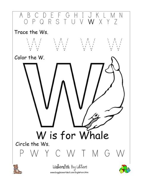 Letter W Alphabet Worksheets