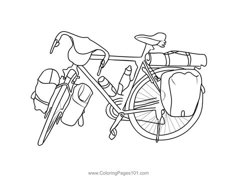 Loaded Touring Bicycle Coloring Page for Kids - Free Bicycles Printable ...