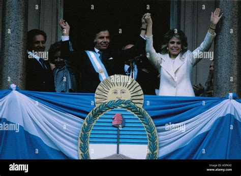 Argentinian president Carlos Menem wife Zulema Fátima Yoma salute to ...