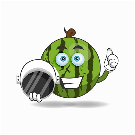 The Watermelon Mascot Character Becomes An Astronaut Vector