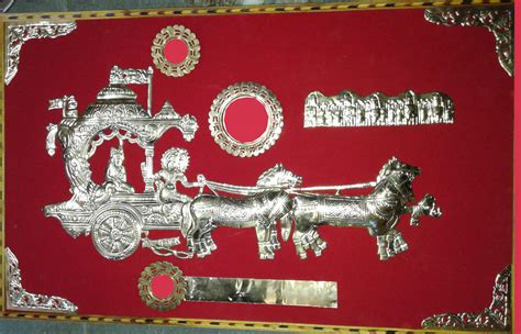 Brass Krishna Arjuna Krishan Arjun Rath Chariot With 2 Horses Geeta