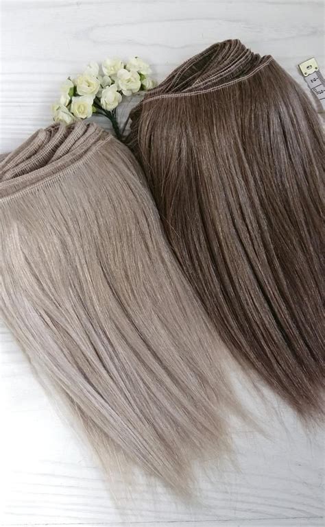 Mohair Weft Straight Hair Dark And Light Ash