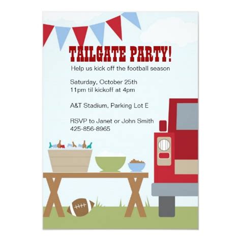 Tailgate Football Party Invitation 5" X 7" Invitation Card | Zazzle